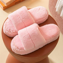 Load image into Gallery viewer, Winter Home Slippers Women Plush Fluffy Flip Flops Warm Shoes Soft Thick Soled Indoor Bedroom Fur Slides Women's Fuzzy Open Toe House Slippers Fancy Plush Slippers