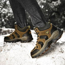 Load image into Gallery viewer, Winter Leather Mens Boots Fur Super Warm Snow Boots Men Winter Work Casual Shoes High Top Rubber Boots Winter Warm Outdoor Walking Lace Up Anti-Slip Breathable Ankle Booties