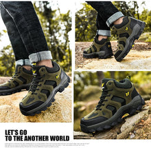 Load image into Gallery viewer, Winter Leather Mens Boots Fur Super Warm Snow Boots Men Winter Work Casual Shoes High Top Rubber Boots Winter Warm Outdoor Walking Lace Up Anti-Slip Breathable Ankle Booties