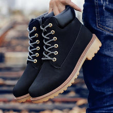 Load image into Gallery viewer, Winter Luxury Shoes Mens Flat Heel Boots Fashion Warm Ankle Boots Outdoor Warm Non Slip Fur Lined Ankle Boots Leather Winter Walking Shoes For Mens
