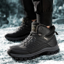 Load image into Gallery viewer, Winter Mens Boots Plush Warm Snow Boots Waterproof Outdoor Short Boots Leather Ankle Hiking Boots Mens Waterproof Outdoor Snow Boots Winter Cold Weather Shoes