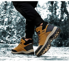 Load image into Gallery viewer, Winter Mens Boots Plush Warm Snow Boots Waterproof Outdoor Short Boots Leather Ankle Hiking Boots Mens Waterproof Outdoor Snow Boots Winter Cold Weather Shoes