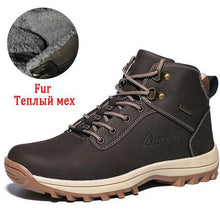Load image into Gallery viewer, Winter Mens Boots Plush Warm Snow Boots Waterproof Outdoor Short Boots Leather Ankle Hiking Boots Mens Waterproof Outdoor Snow Boots Winter Cold Weather Shoes