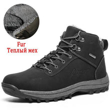 Load image into Gallery viewer, Winter Mens Boots Plush Warm Snow Boots Waterproof Outdoor Short Boots Leather Ankle Hiking Boots Mens Waterproof Outdoor Snow Boots Winter Cold Weather Shoes