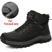 Load image into Gallery viewer, Winter Mens Boots Plush Warm Snow Boots Waterproof Outdoor Short Boots Leather Ankle Hiking Boots Mens Waterproof Outdoor Snow Boots Winter Cold Weather Shoes
