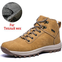 Load image into Gallery viewer, Winter Mens Boots Plush Warm Snow Boots Waterproof Outdoor Short Boots Leather Ankle Hiking Boots Mens Waterproof Outdoor Snow Boots Winter Cold Weather Shoes
