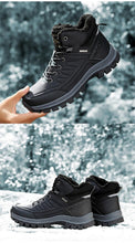 Load image into Gallery viewer, Winter Mens Boots Plush Warm Snow Boots Waterproof Outdoor Short Boots Leather Ankle Hiking Boots Mens Waterproof Outdoor Snow Boots Winter Cold Weather Shoes