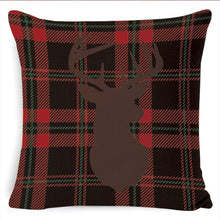 Load image into Gallery viewer, Winter Merry Christmas Cushion Cover Red Christmas Santa Claus Greeting Christmas Pillow Covers Red Plaid Pillow Covers Christmas Tree Snowflakes Text Pillow Cover
