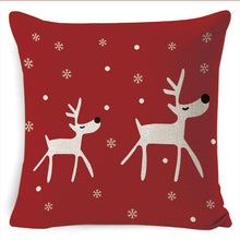Load image into Gallery viewer, Winter Merry Christmas Cushion Cover Red Christmas Santa Claus Greeting Christmas Pillow Covers Red Plaid Pillow Covers Christmas Tree Snowflakes Text Pillow Cover
