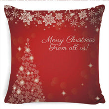 Load image into Gallery viewer, Winter Merry Christmas Cushion Cover Red Christmas Santa Claus Greeting Christmas Pillow Covers Red Plaid Pillow Covers Christmas Tree Snowflakes Text Pillow Cover