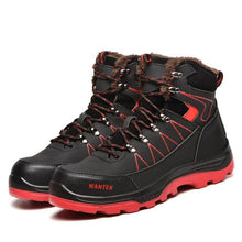 Load image into Gallery viewer, Winter Safety Shoes Waterproof Men's Boots Outdoor Warm Waterproof Non-slip Ankle Snow Boot Thick Plush Rubber Outdoor Snow Boots Winter Trail Camping Durable Cold Weather Shoes