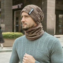Load image into Gallery viewer, Winter Scarf Hat Set Outdoor Sport Warm Beanies Hat For Men Knitted Hats Bandana Hiking Camping Kid Neck Warmer Cap Neck Gaiter Winter Knitted Beanie Scarf Men Hat Neck Warmer Gaiter Face Cover Winter Beanie Hat Scarf Set Fleece Lined Skull Cap Winter Hat