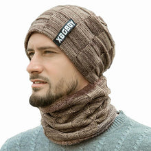 Load image into Gallery viewer, Winter Scarf Hat Set Outdoor Sport Warm Beanies Hat For Men Knitted Hats Bandana Hiking Camping Kid Neck Warmer Cap Neck Gaiter Winter Knitted Beanie Scarf Men Hat Neck Warmer Gaiter Face Cover Winter Beanie Hat Scarf Set Fleece Lined Skull Cap Winter Hat