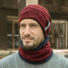 Load image into Gallery viewer, Winter Scarf Hat Set Outdoor Sport Warm Beanies Hat For Men Knitted Hats Bandana Hiking Camping Kid Neck Warmer Cap Neck Gaiter Winter Knitted Beanie Scarf Men Hat Neck Warmer Gaiter Face Cover Winter Beanie Hat Scarf Set Fleece Lined Skull Cap Winter Hat