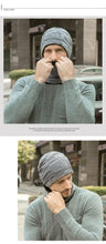 Load image into Gallery viewer, Winter Scarf Hat Set Outdoor Sport Warm Beanies Hat For Men Knitted Hats Bandana Hiking Camping Kid Neck Warmer Cap Neck Gaiter Winter Knitted Beanie Scarf Men Hat Neck Warmer Gaiter Face Cover Winter Beanie Hat Scarf Set Fleece Lined Skull Cap Winter Hat