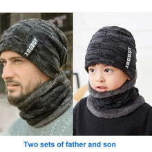 Load image into Gallery viewer, Winter Scarf Hat Set Outdoor Sport Warm Beanies Hat For Men Knitted Hats Bandana Hiking Camping Kid Neck Warmer Cap Neck Gaiter Winter Knitted Beanie Scarf Men Hat Neck Warmer Gaiter Face Cover Winter Beanie Hat Scarf Set Fleece Lined Skull Cap Winter Hat
