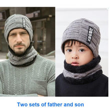Load image into Gallery viewer, Winter Scarf Hat Set Outdoor Sport Warm Beanies Hat For Men Knitted Hats Bandana Hiking Camping Kid Neck Warmer Cap Neck Gaiter Winter Knitted Beanie Scarf Men Hat Neck Warmer Gaiter Face Cover Winter Beanie Hat Scarf Set Fleece Lined Skull Cap Winter Hat