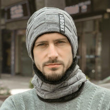 Load image into Gallery viewer, Winter Scarf Hat Set Outdoor Sport Warm Beanies Hat For Men Knitted Hats Bandana Hiking Camping Kid Neck Warmer Cap Neck Gaiter Winter Knitted Beanie Scarf Men Hat Neck Warmer Gaiter Face Cover Winter Beanie Hat Scarf Set Fleece Lined Skull Cap Winter Hat