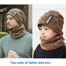 Load image into Gallery viewer, Winter Scarf Hat Set Outdoor Sport Warm Beanies Hat For Men Knitted Hats Bandana Hiking Camping Kid Neck Warmer Cap Neck Gaiter Winter Knitted Beanie Scarf Men Hat Neck Warmer Gaiter Face Cover Winter Beanie Hat Scarf Set Fleece Lined Skull Cap Winter Hat