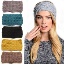 Load image into Gallery viewer, Winter Soft Wool Knit Warm Lightweight Ear Protection Crochet Headbands Elegant Turban Outdoor Sports Headwear Hair Ribbons Hair Accessories For Girl