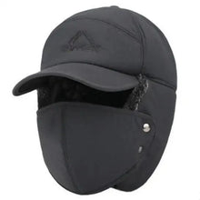 Load image into Gallery viewer, Winter Thermal Black Hat Fashion Ear Protection Face Windproof Adjustable Ski Cap Thicken Outdoor Hat