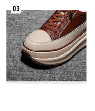 Load image into Gallery viewer, Winter Thich Womans Sneakers Warm Casual Vulcanized Shoes High Platform Boots Lace Up High Top Leather Sneakers Woman High Fashion Thick Soled Sports Walking Platform Shoes 7CM