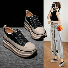 Load image into Gallery viewer, Winter Thich Womans Sneakers Warm Casual Vulcanized Shoes High Platform Boots Lace Up High Top Leather Sneakers Woman High Fashion Thick Soled Sports Walking Platform Shoes 7CM