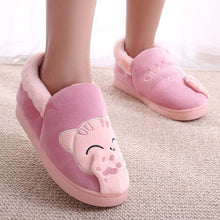 Load image into Gallery viewer, Winter Warm Home Slippers Women Cat Non-Slip Home Shoes Indoor Floor Bedroom Couple Plush House Slippers Comfort Plush Cute House Lucky Cat Warm Indoor Home Shoes