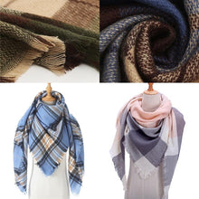 Load image into Gallery viewer, Winter Warm Soft Bandana Plaid Warm Headwear Triangle Scarves Scarf Cashmere Scarf Knit Wraps Shawls Hijabs Shawls Escharpe Elegant Cashmere Scarf Head Wrap Bandana Blanket Shawls Wraps For Female