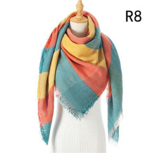 Load image into Gallery viewer, Winter Warm Soft Bandana Plaid Warm Headwear Triangle Scarves Scarf Cashmere Scarf Knit Wraps Shawls Hijabs Shawls Escharpe Elegant Cashmere Scarf Head Wrap Bandana Blanket Shawls Wraps For Female