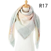 Load image into Gallery viewer, Winter Warm Soft Bandana Plaid Warm Headwear Triangle Scarves Scarf Cashmere Scarf Knit Wraps Shawls Hijabs Shawls Escharpe Elegant Cashmere Scarf Head Wrap Bandana Blanket Shawls Wraps For Female