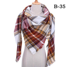 Load image into Gallery viewer, Winter Warm Soft Bandana Plaid Warm Headwear Triangle Scarves Scarf Cashmere Scarf Knit Wraps Shawls Hijabs Shawls Escharpe Elegant Cashmere Scarf Head Wrap Bandana Blanket Shawls Wraps For Female