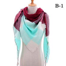 Load image into Gallery viewer, Winter Warm Soft Bandana Plaid Warm Headwear Triangle Scarves Scarf Cashmere Scarf Knit Wraps Shawls Hijabs Shawls Escharpe Elegant Cashmere Scarf Head Wrap Bandana Blanket Shawls Wraps For Female