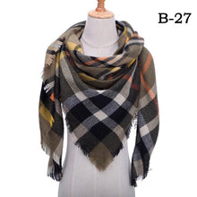 Load image into Gallery viewer, Winter Warm Soft Bandana Plaid Warm Headwear Triangle Scarves Scarf Cashmere Scarf Knit Wraps Shawls Hijabs Shawls Escharpe Elegant Cashmere Scarf Head Wrap Bandana Blanket Shawls Wraps For Female
