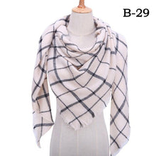 Load image into Gallery viewer, Winter Warm Soft Bandana Plaid Warm Headwear Triangle Scarves Scarf Cashmere Scarf Knit Wraps Shawls Hijabs Shawls Escharpe Elegant Cashmere Scarf Head Wrap Bandana Blanket Shawls Wraps For Female
