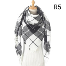Load image into Gallery viewer, Winter Warm Soft Bandana Plaid Warm Headwear Triangle Scarves Scarf Cashmere Scarf Knit Wraps Shawls Hijabs Shawls Escharpe Elegant Cashmere Scarf Head Wrap Bandana Blanket Shawls Wraps For Female