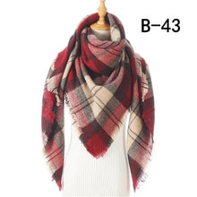 Load image into Gallery viewer, Winter Warm Soft Bandana Plaid Warm Headwear Triangle Scarves Scarf Cashmere Scarf Knit Wraps Shawls Hijabs Shawls Escharpe Elegant Cashmere Scarf Head Wrap Bandana Blanket Shawls Wraps For Female