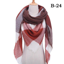 Load image into Gallery viewer, Winter Warm Soft Bandana Plaid Warm Headwear Triangle Scarves Scarf Cashmere Scarf Knit Wraps Shawls Hijabs Shawls Escharpe Elegant Cashmere Scarf Head Wrap Bandana Blanket Shawls Wraps For Female