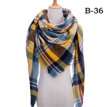 Load image into Gallery viewer, Winter Warm Soft Bandana Plaid Warm Headwear Triangle Scarves Scarf Cashmere Scarf Knit Wraps Shawls Hijabs Shawls Escharpe Elegant Cashmere Scarf Head Wrap Bandana Blanket Shawls Wraps For Female