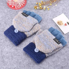 Load image into Gallery viewer, Winter Warm Thickening Wool Gloves Knitted Flip Fingerless Exposed Finger Thick Gloves Mittens Soft Cold Weather Women Gloves