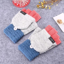 Load image into Gallery viewer, Winter Warm Thickening Wool Gloves Knitted Flip Fingerless Exposed Finger Thick Gloves Mittens Soft Cold Weather Women Gloves