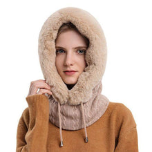 Load image into Gallery viewer, Winter Women 3 in 1 Knitted Ski Hat With Scarf Neck Warmer Fleece Lined Hood Face Mask Adult Balaclava For Outdoor Sports Balaclava Wind-Resistant Winter Face Mask Fleece Ski Mask for Men and Women Warm Face Cover Hat Cap Scarf