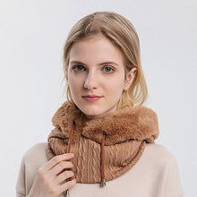 Load image into Gallery viewer, Winter Women 3 in 1 Knitted Ski Hat With Scarf Neck Warmer Fleece Lined Hood Face Mask Adult Balaclava For Outdoor Sports Balaclava Wind-Resistant Winter Face Mask Fleece Ski Mask for Men and Women Warm Face Cover Hat Cap Scarf