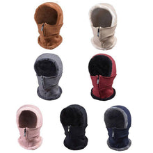 Load image into Gallery viewer, Winter Women 3 in 1 Knitted Ski Hat With Scarf Neck Warmer Fleece Lined Hood Face Mask Adult Balaclava For Outdoor Sports Balaclava Wind-Resistant Winter Face Mask Fleece Ski Mask for Men and Women Warm Face Cover Hat Cap Scarf