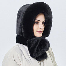 Load image into Gallery viewer, Winter Women 3 in 1 Knitted Ski Hat With Scarf Neck Warmer Fleece Lined Hood Face Mask Adult Balaclava For Outdoor Sports Balaclava Wind-Resistant Winter Face Mask Fleece Ski Mask for Men and Women Warm Face Cover Hat Cap Scarf