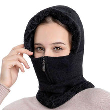 Load image into Gallery viewer, Winter Women 3 in 1 Knitted Ski Hat With Scarf Neck Warmer Fleece Lined Hood Face Mask Adult Balaclava For Outdoor Sports Balaclava Wind-Resistant Winter Face Mask Fleece Ski Mask for Men and Women Warm Face Cover Hat Cap Scarf