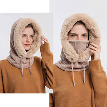 Load image into Gallery viewer, Winter Women 3 in 1 Knitted Ski Hat With Scarf Neck Warmer Fleece Lined Hood Face Mask Adult Balaclava For Outdoor Sports Balaclava Wind-Resistant Winter Face Mask Fleece Ski Mask for Men and Women Warm Face Cover Hat Cap Scarf
