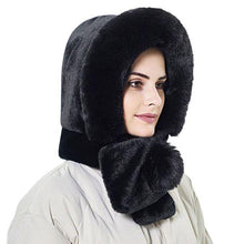 Load image into Gallery viewer, Winter Women 3 in 1 Knitted Ski Hat With Scarf Neck Warmer Fleece Lined Hood Face Mask Adult Balaclava For Outdoor Sports Balaclava Wind-Resistant Winter Face Mask Fleece Ski Mask for Men and Women Warm Face Cover Hat Cap Scarf