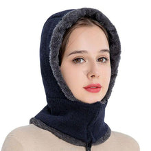 Load image into Gallery viewer, Winter Women 3 in 1 Knitted Ski Hat With Scarf Neck Warmer Fleece Lined Hood Face Mask Adult Balaclava For Outdoor Sports Balaclava Wind-Resistant Winter Face Mask Fleece Ski Mask for Men and Women Warm Face Cover Hat Cap Scarf