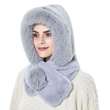 Load image into Gallery viewer, Winter Women 3 in 1 Knitted Ski Hat With Scarf Neck Warmer Fleece Lined Hood Face Mask Adult Balaclava For Outdoor Sports Balaclava Wind-Resistant Winter Face Mask Fleece Ski Mask for Men and Women Warm Face Cover Hat Cap Scarf